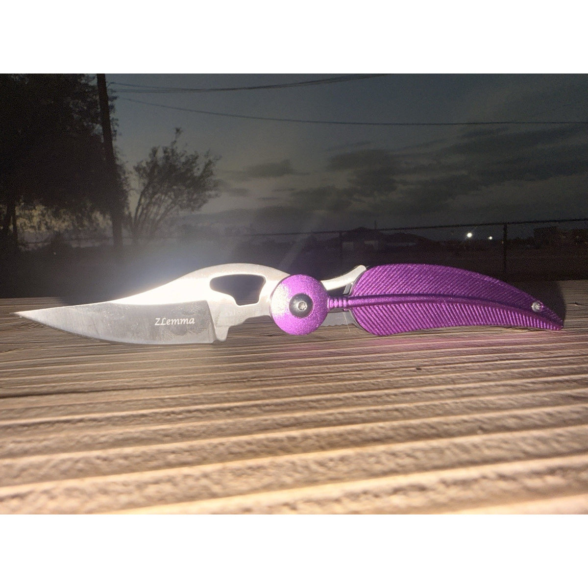 Feather Folding Knife 3.5" Stainless Steel Extended Blade Hot Pink Handle