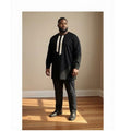 Plus Size White and Black Long Sleeve Men's Set