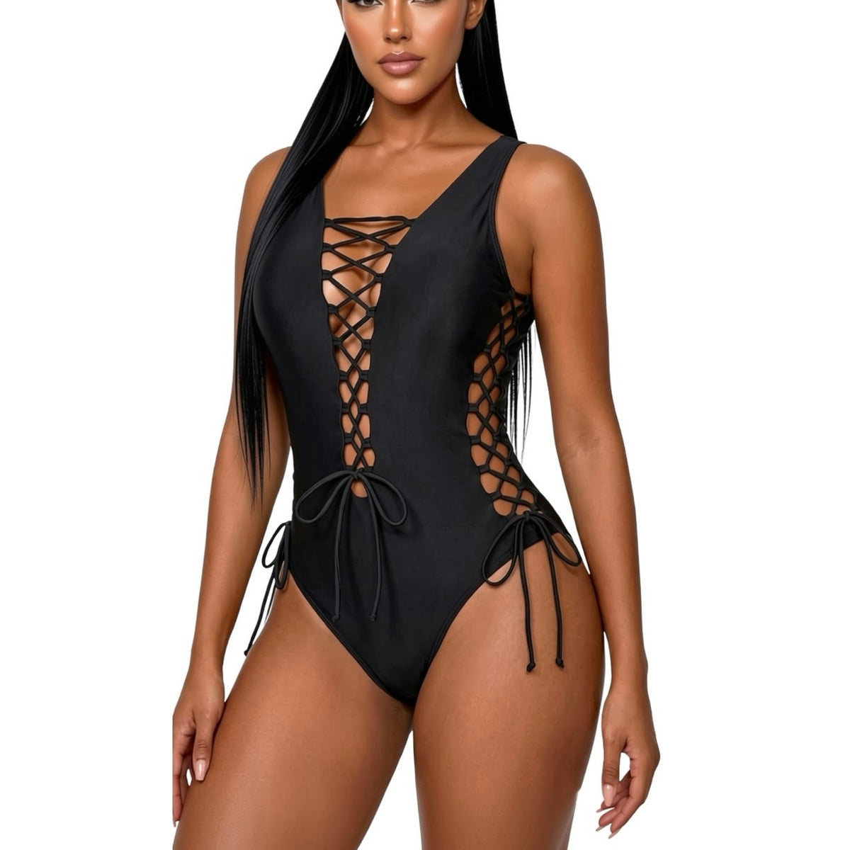 Sexy One Shoulder Versitile 3 way Lace Up Swimwear Monokini L adjustable Ties