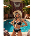Blooming Jelly Womens High Waisted Bikini Set Colorblock Two Piece Small