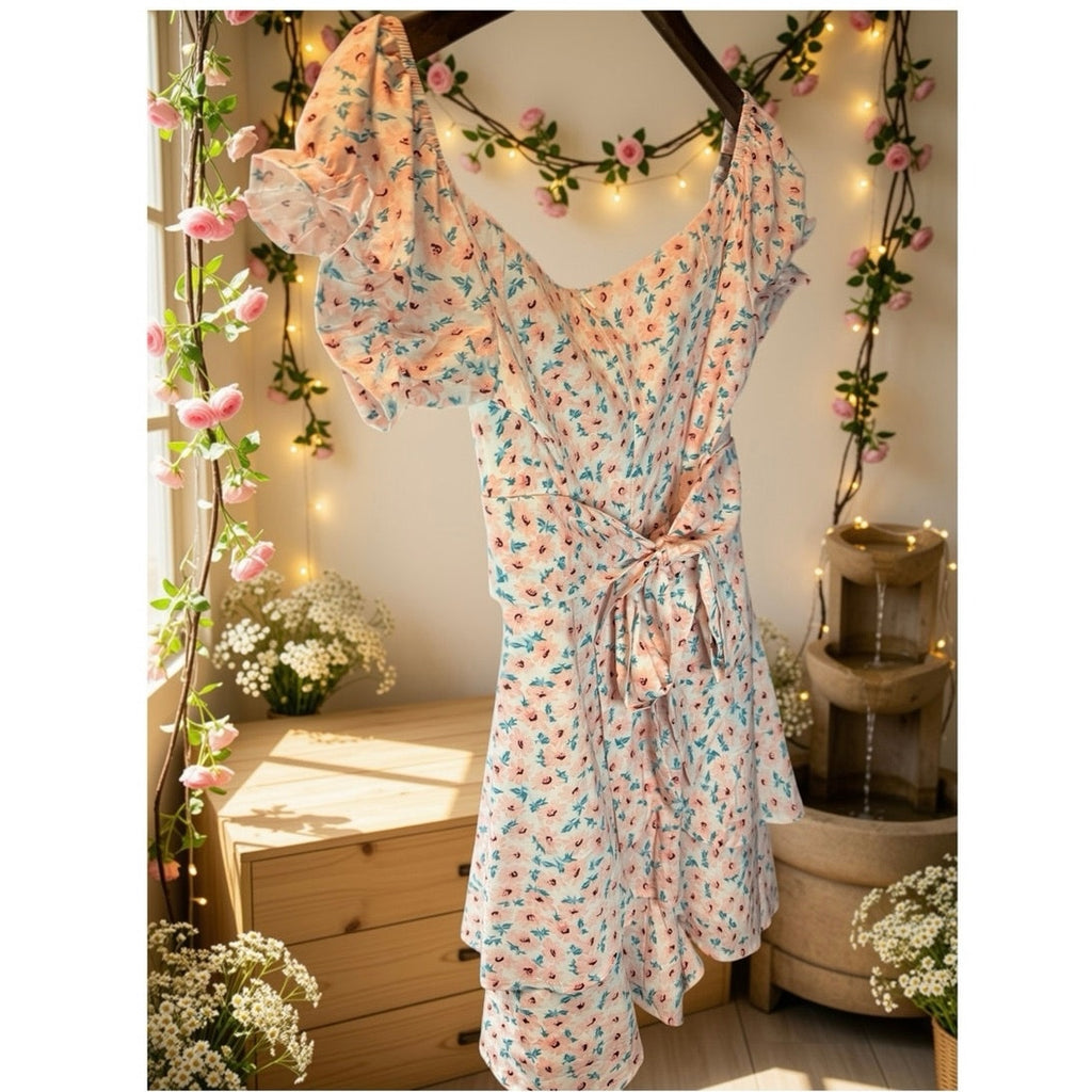 Fixmatti Womens Off The Shoulder Romper Shorts Chiffon Boho Floral