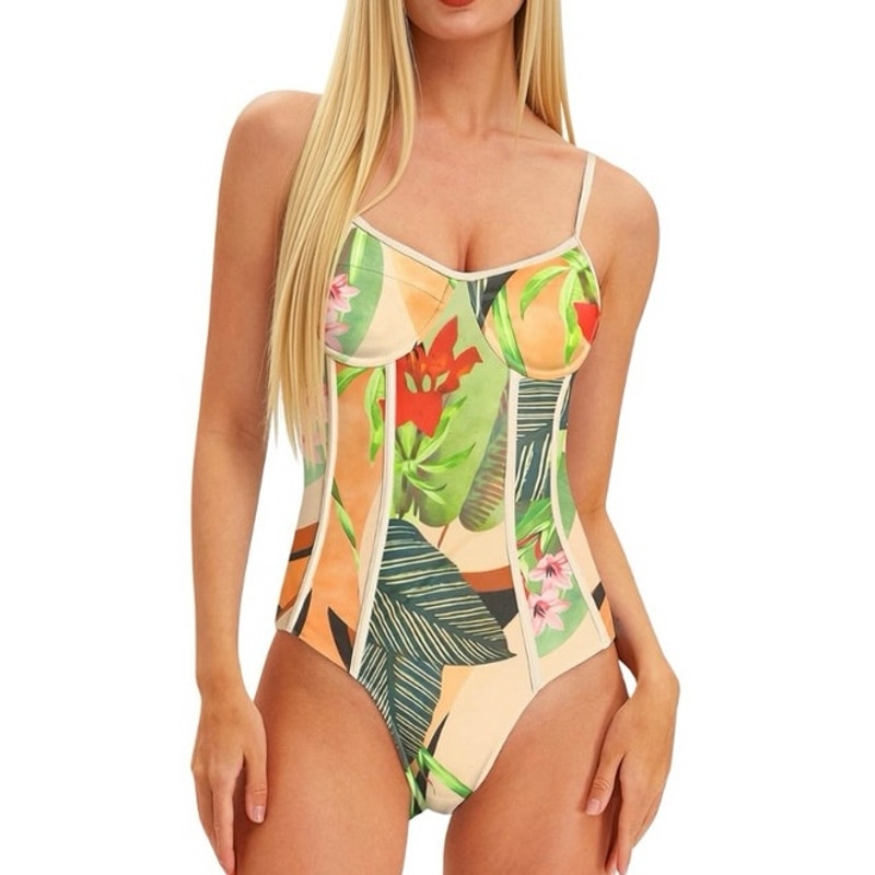 Womens One Piece Swimsuit with Cover Up Sarong Wrap Floral Bathing Suits