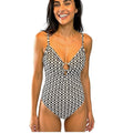 Sunshine 79 Women's Over The Shoulder Keyhole Plunge One Piece Swimsuit