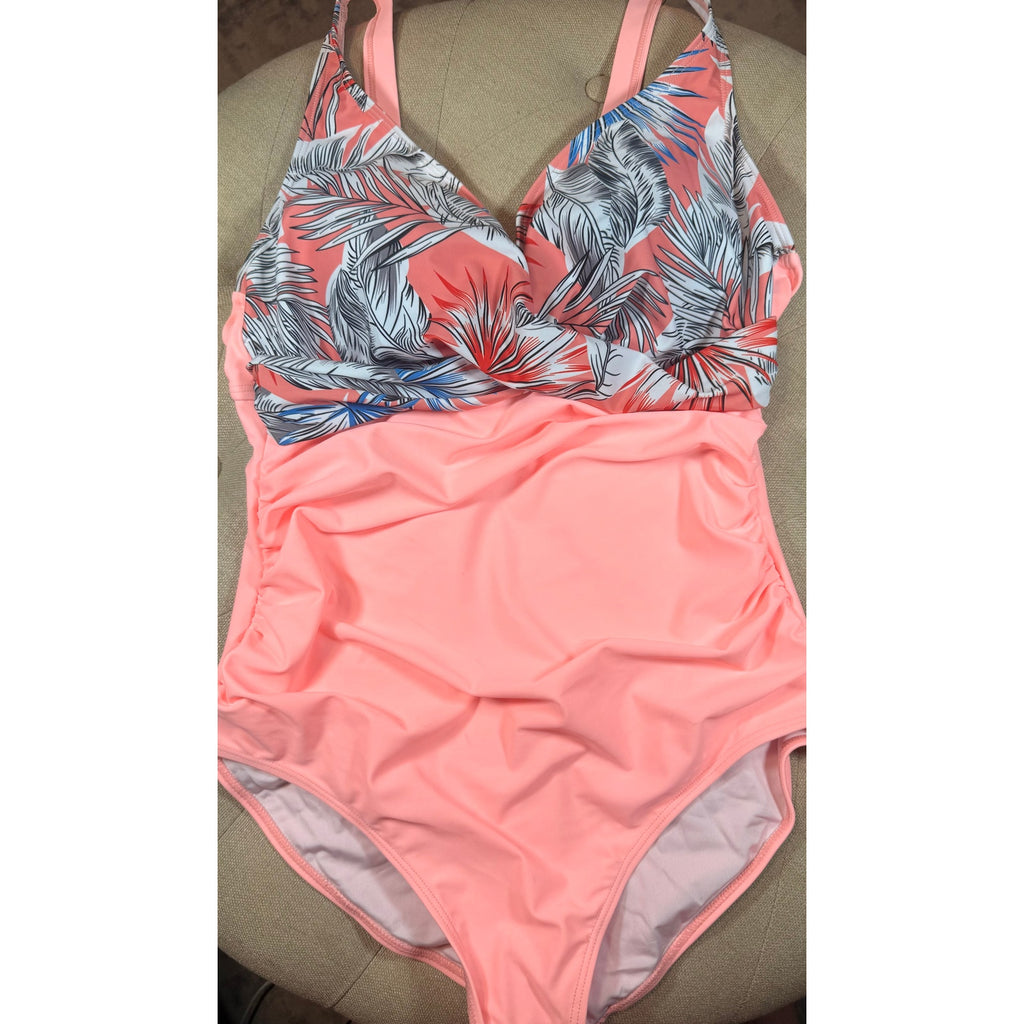 Eomenie Women's One Piece Swimsuits Tummy Control Ruched Push Up Bathing Suit Tie Back Slimming Swimwear