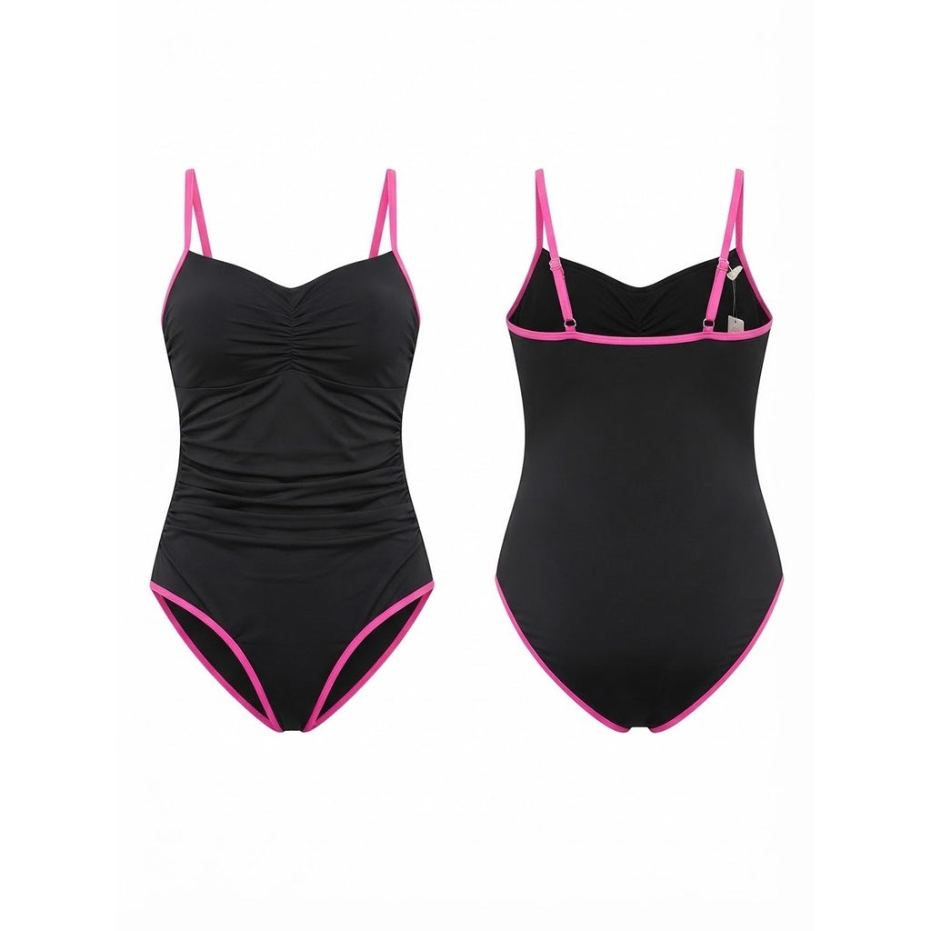 Eomenie One Piece Swimsuit for Women Tummy Control Ruched Bathing Suit Spaghetti Straps XL