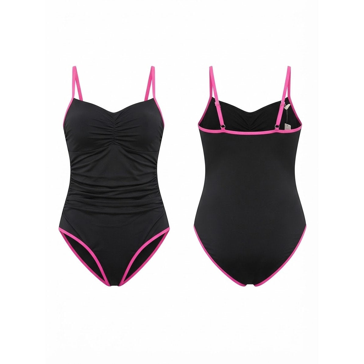 Eomenie One Piece Swimsuit for Women Tummy Control Ruched Bathing Suit Spaghetti Straps XL