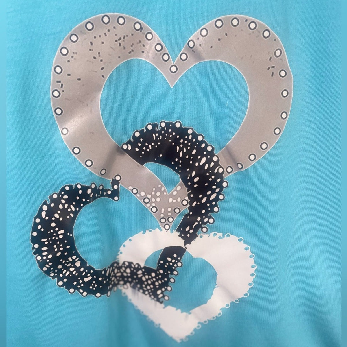 Heart graphic Long Sleeve Blue Top