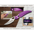 Feather Folding Knife 3.5" Stainless Steel Extended Blade Hot Pink Handle