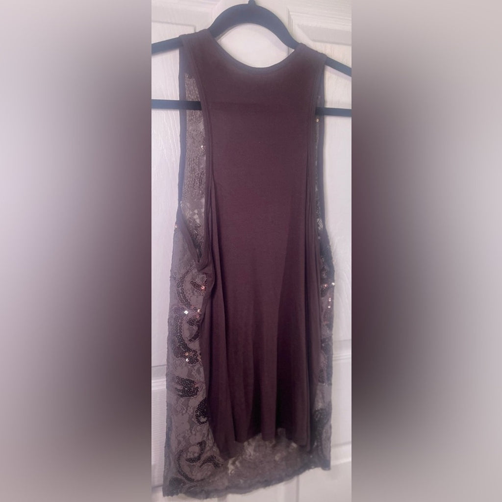 BKE Sequin Tank Brown