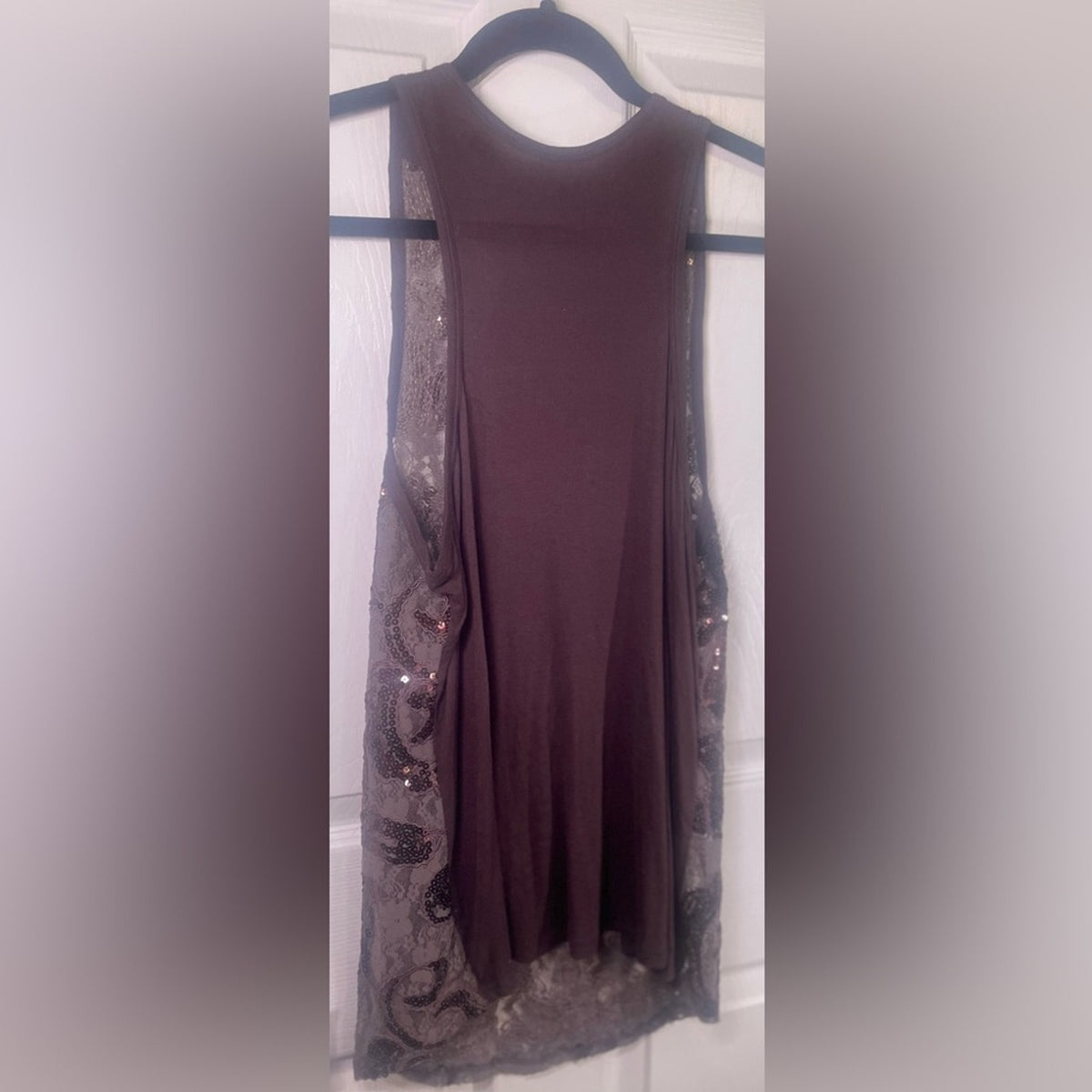 BKE Sequin Tank Brown