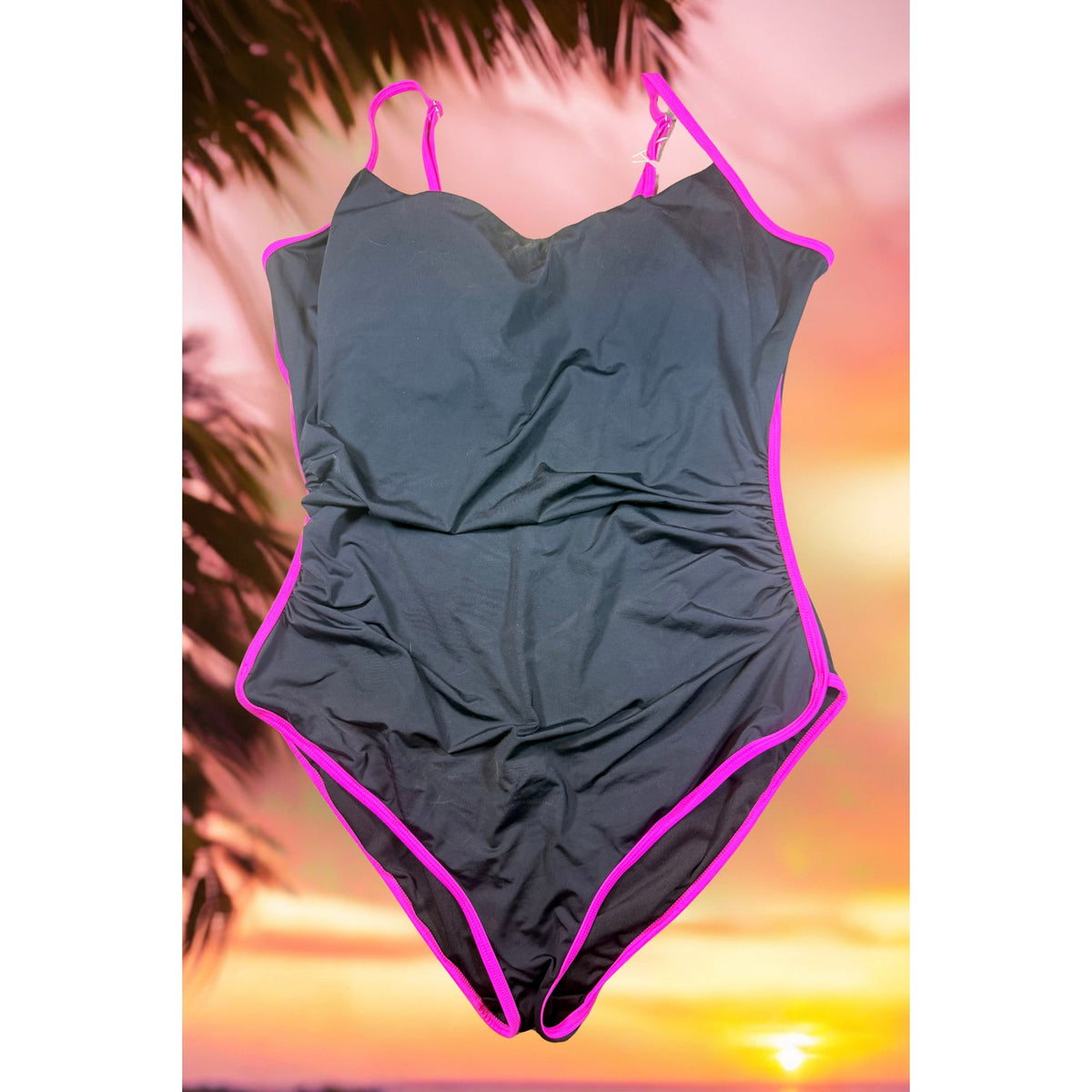 Eomenie One Piece Swimsuit for Women Tummy Control Ruched Bathing Suit Spaghetti Straps XL