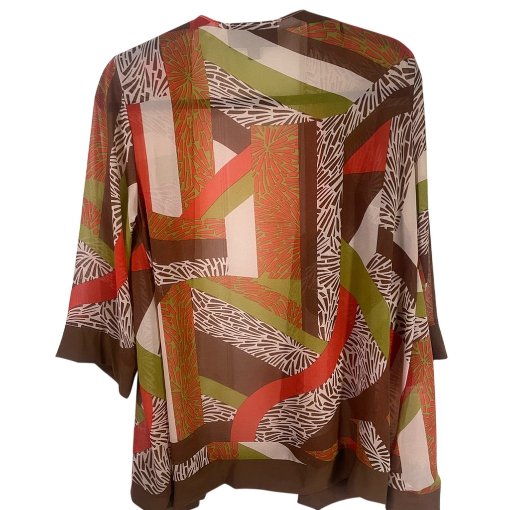 NWT Antthony Originals brown and Orange kimono top Sz PS