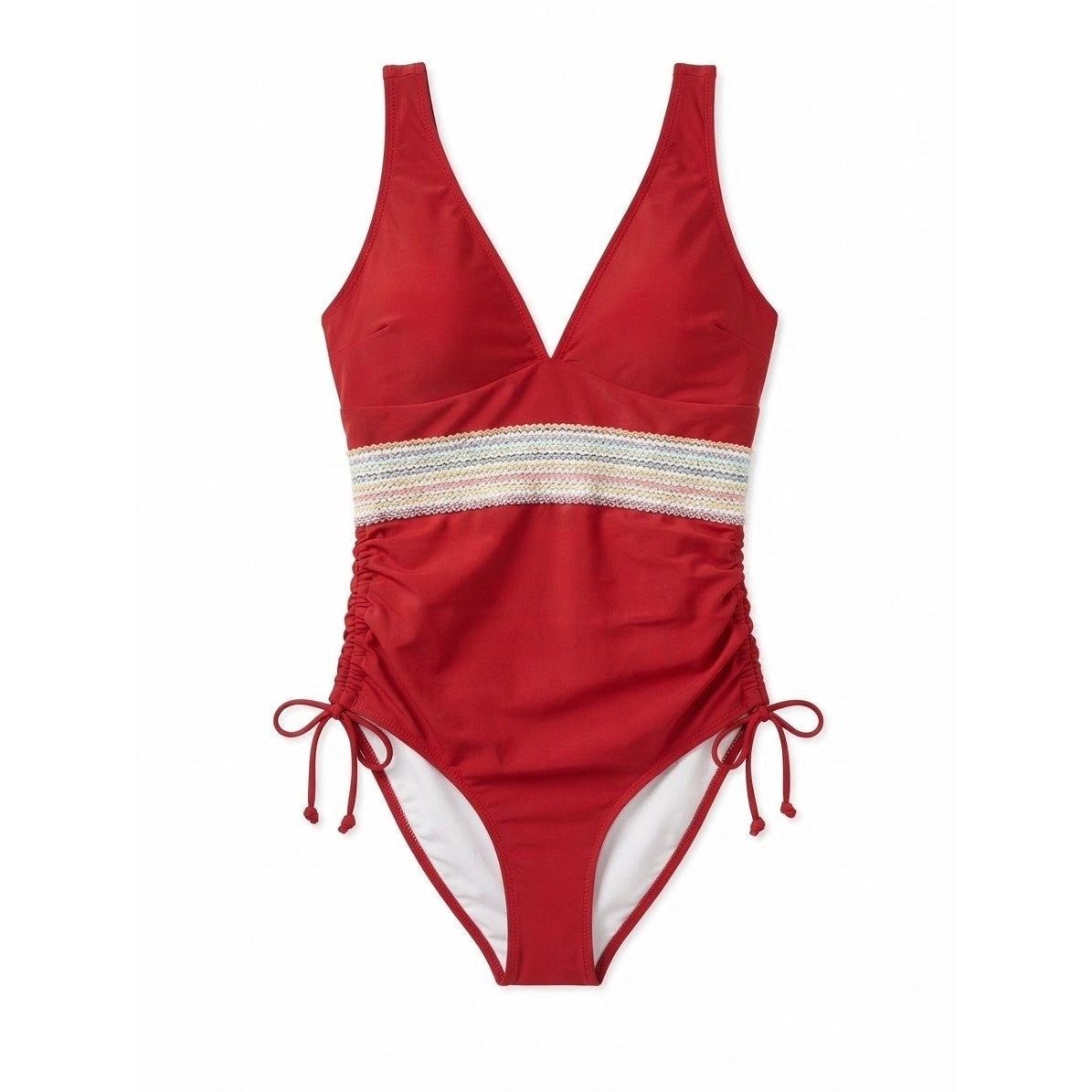 Blooming Jelly Tummy Control Swimsuits One Piece Slimming V Neck (M, Wine Red)