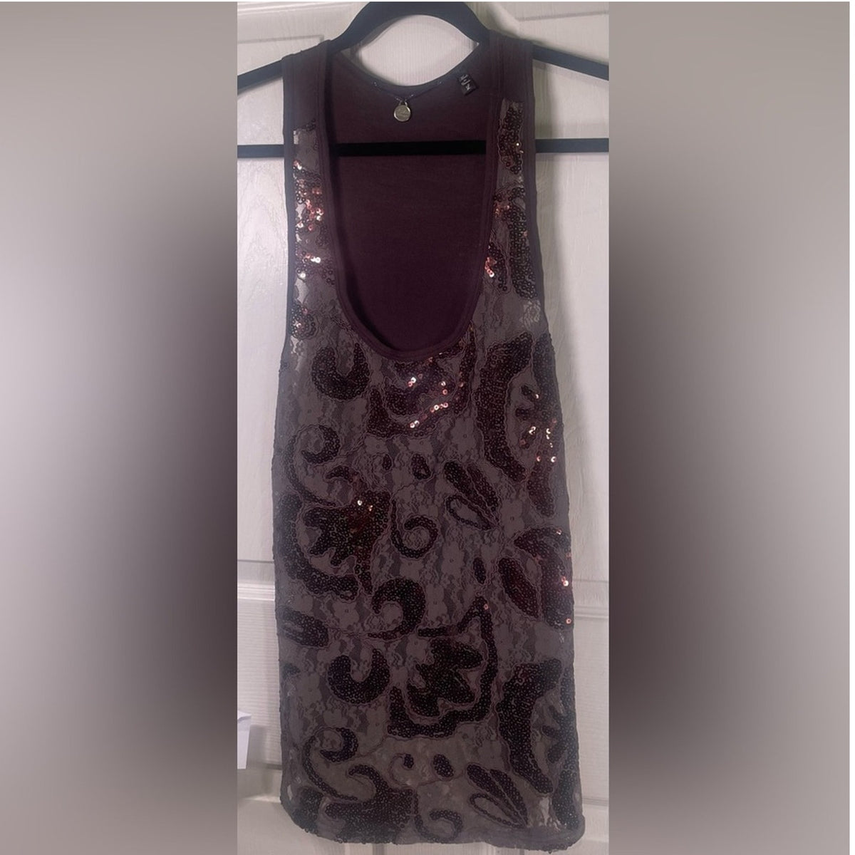 BKE Sequin Tank Brown