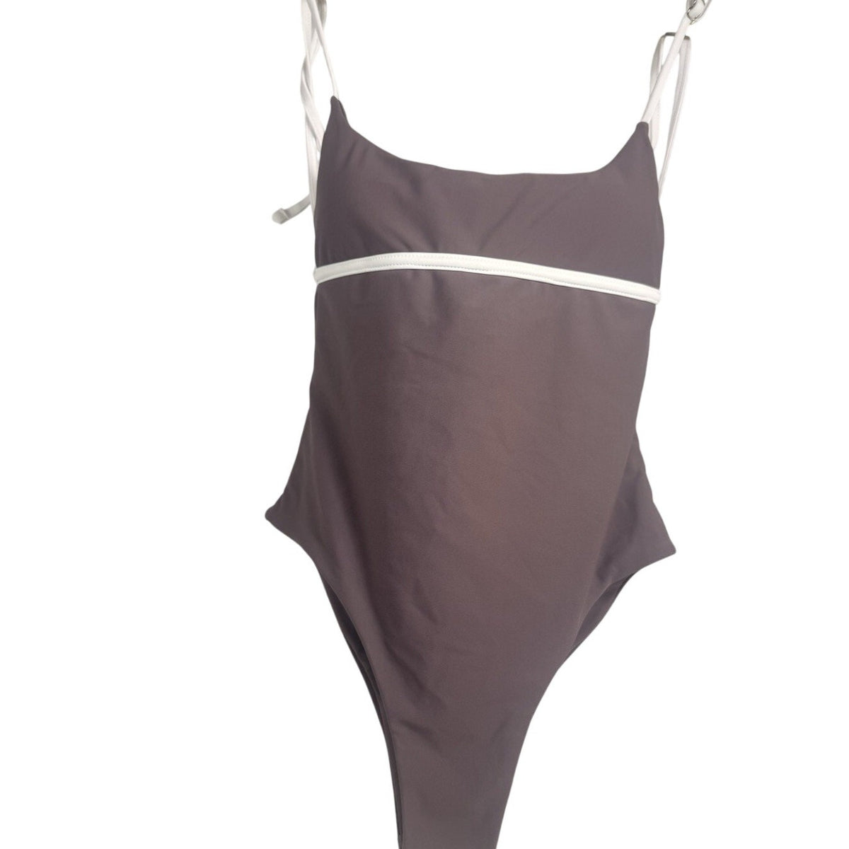 Women's Size L Brown Adjustable Straps Open-Back NEW One Piece Bathing Suit