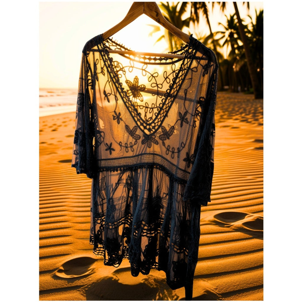 Eomenie Lace Bathing Suit Cover Up V-Neck Swimsuit Coverups Loose Swimwear