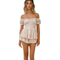 Fixmatti Womens Off The Shoulder Romper Shorts Chiffon Boho Floral