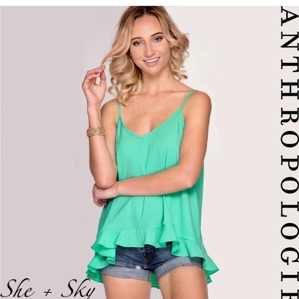 “Megan” Cami with Ruffled Hemline. She + Sky
