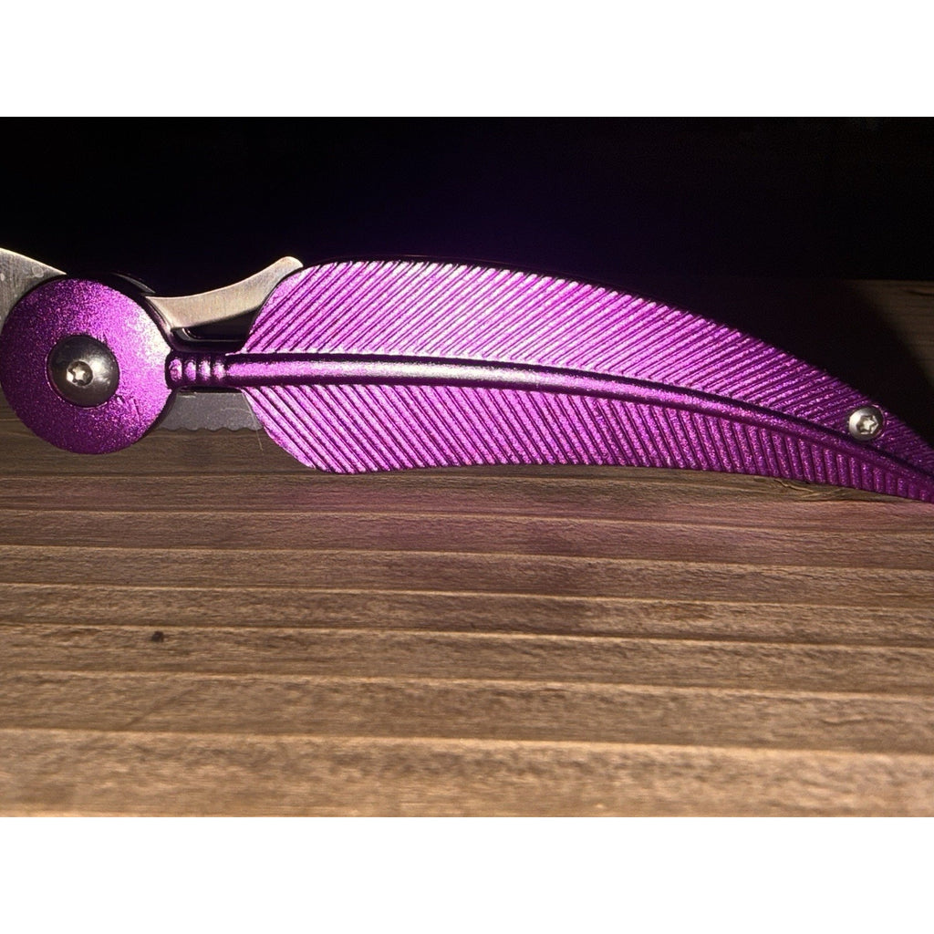 Feather Folding Knife 3.5" Stainless Steel Extended Blade Hot Pink Handle