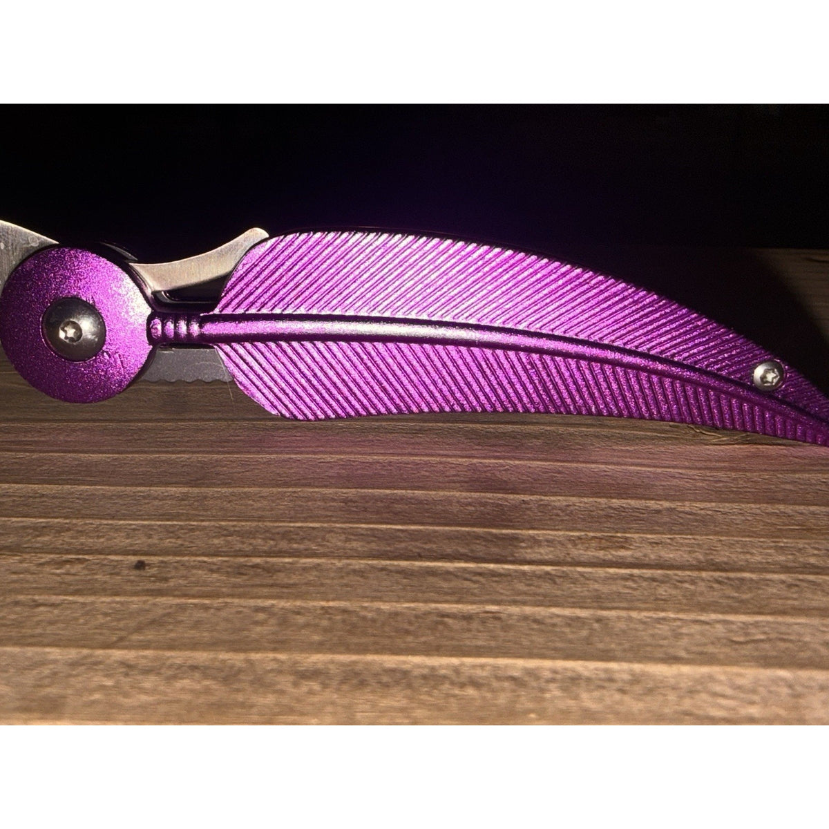 Feather Folding Knife 3.5" Stainless Steel Extended Blade Hot Pink Handle