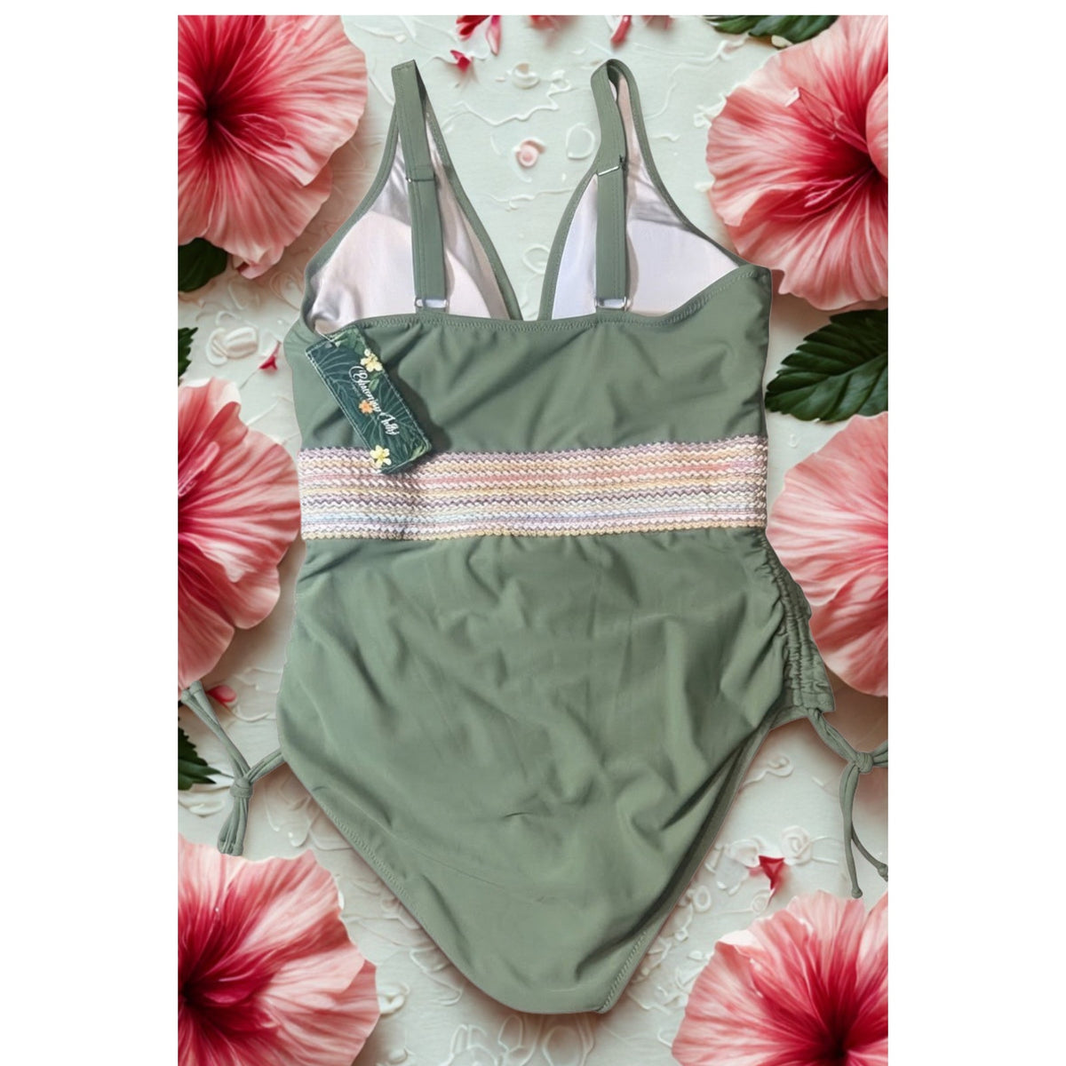Blooming Jelly Tummy Control Swimsuits One Piece Swim Suits (M, Army Green)