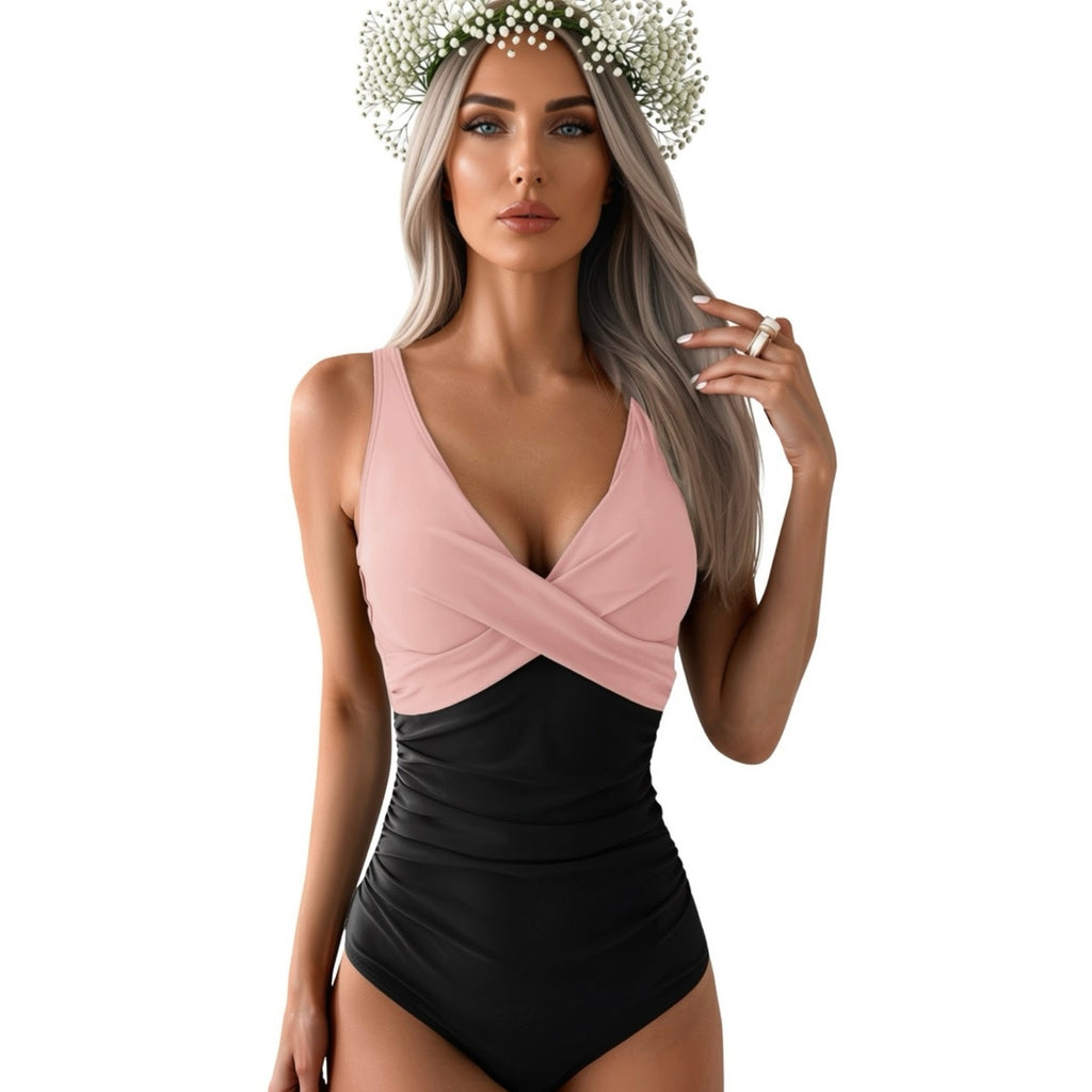Eomenie Tummy Control Ruched Push Up Bathing Suit Tie Back Slimming Swimwear S