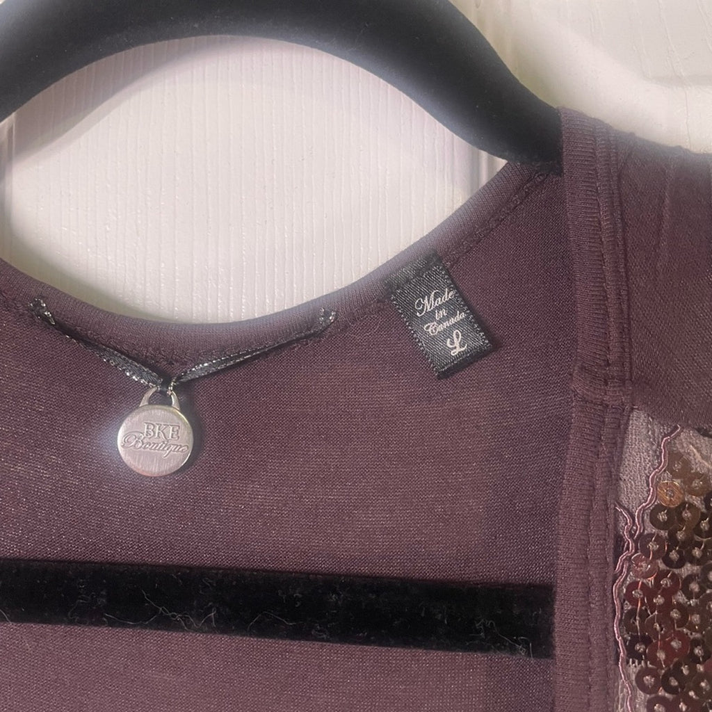 BKE Sequin Tank Brown