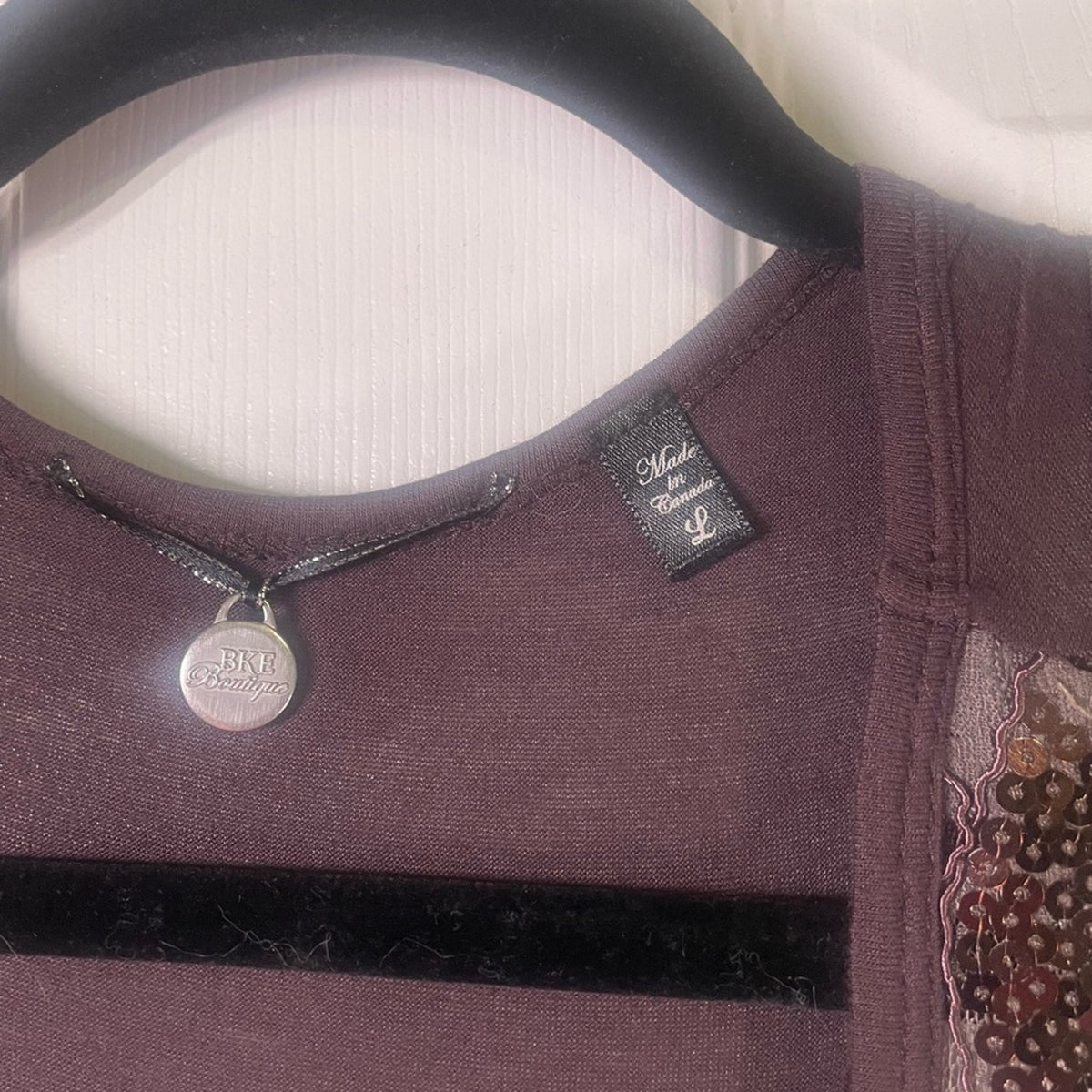 BKE Sequin Tank Brown