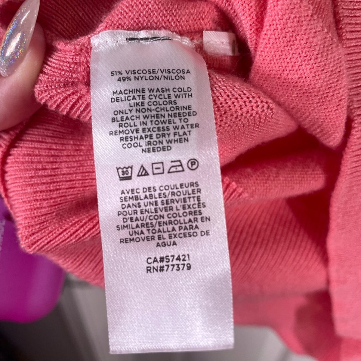 Ann Taylor Pink long sleeved v neck top S