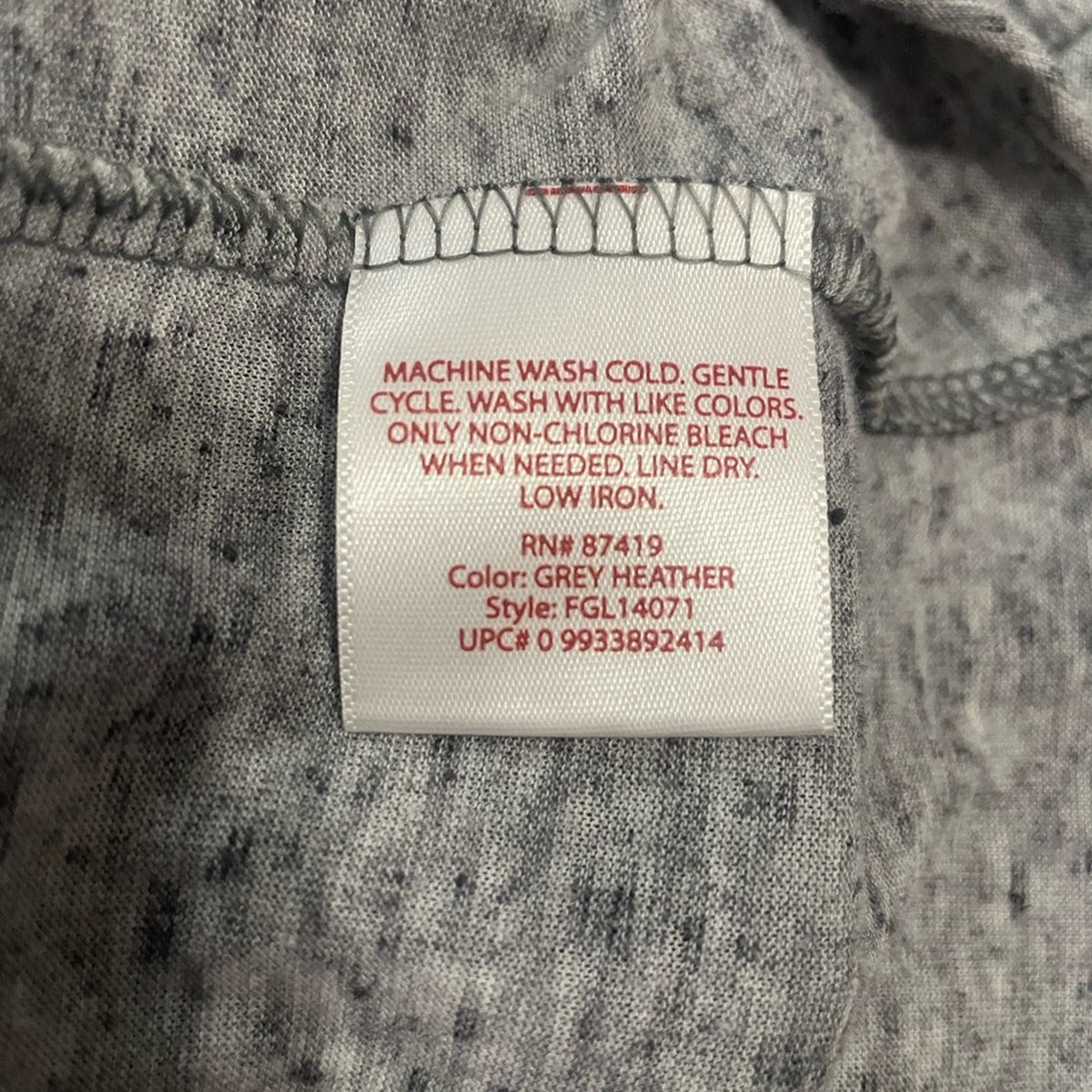 Faded Glory Pullover Heather grey Knit Shirt Size L (12-14) Long Sleeve