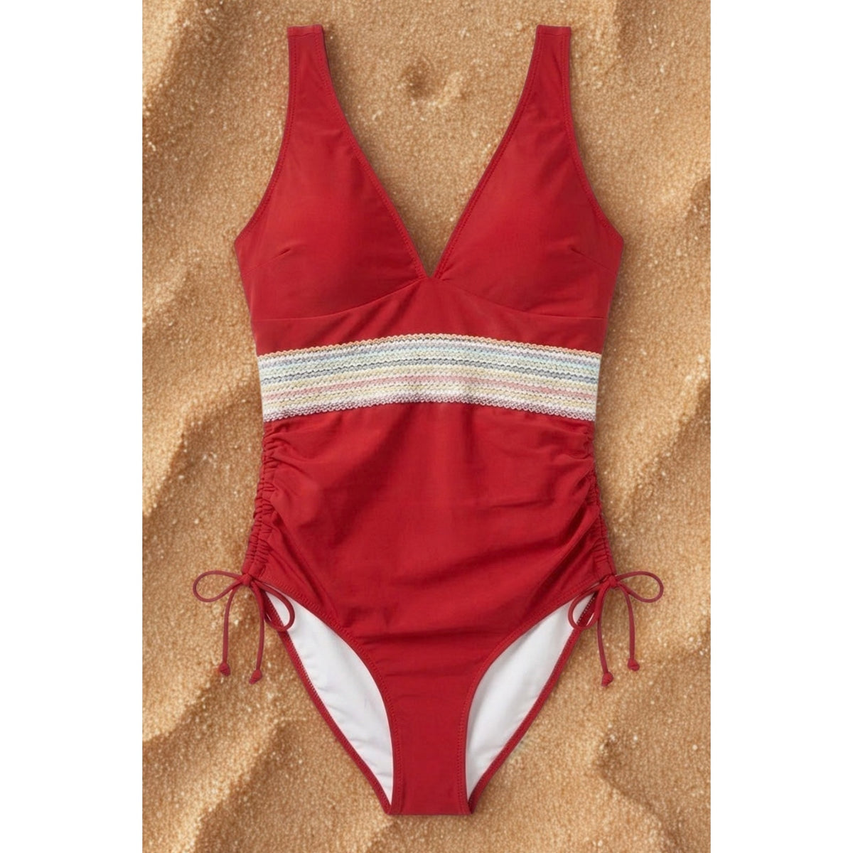 Blooming Jelly Tummy Control Swimsuits One Piece Slimming V Neck (M, Wine Red)