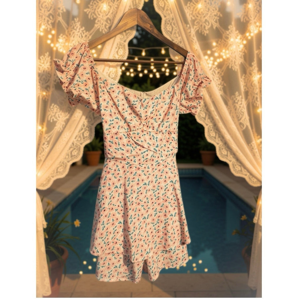 Fixmatti Womens Off The Shoulder Romper Shorts Chiffon Boho Floral