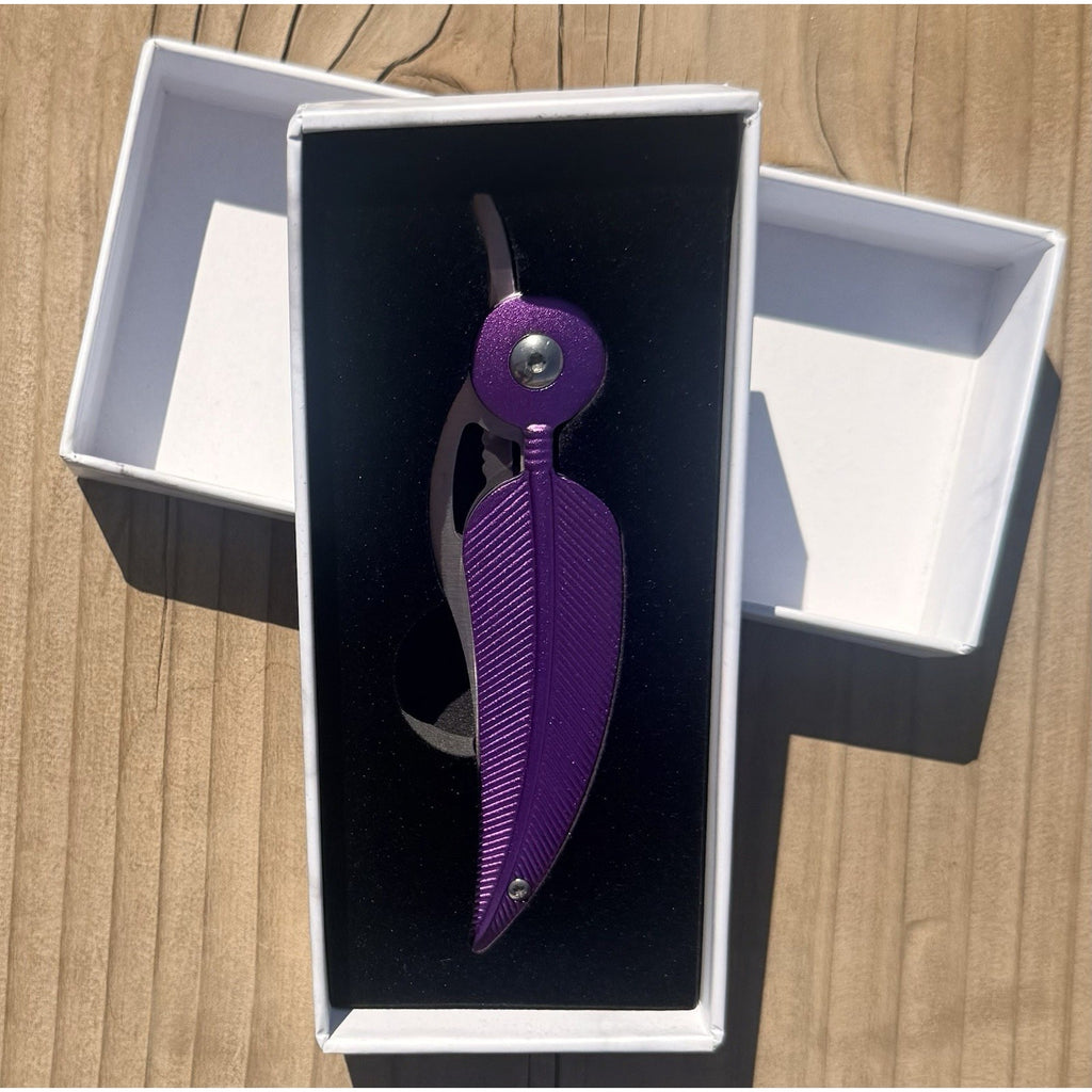 Feather Folding Knife 3.5" Stainless Steel Extended Blade Hot Pink Handle