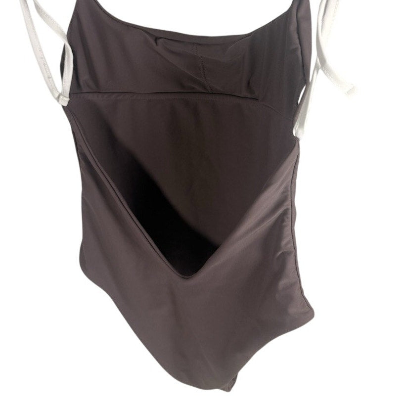 Women's Size L Brown Adjustable Straps Open-Back NEW One Piece Bathing Suit
