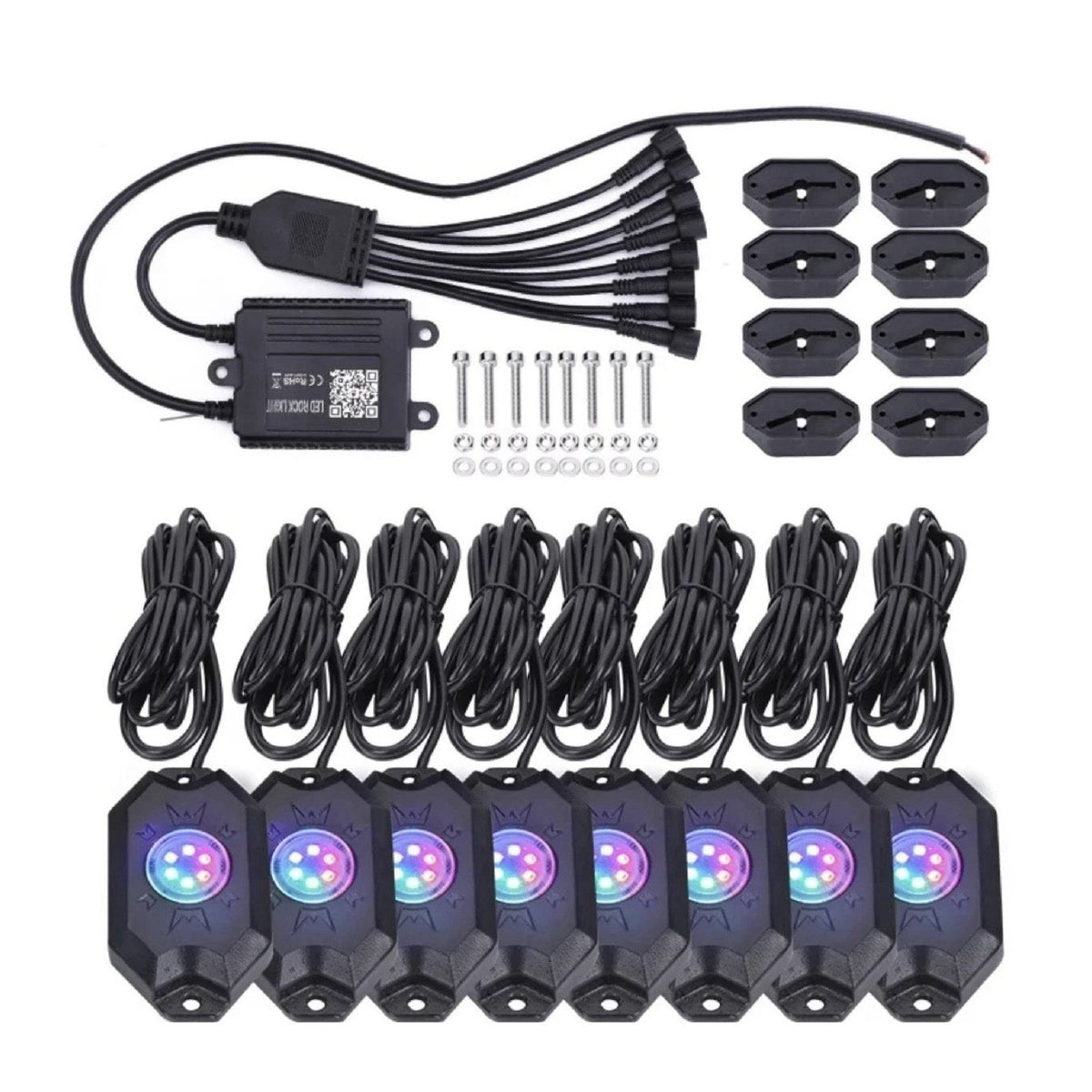 2nd Gen 8pc RGB LED Rock Light Kit…Offroad, Truck, Car, Boat…A1KM008/ X002IC1K3Z