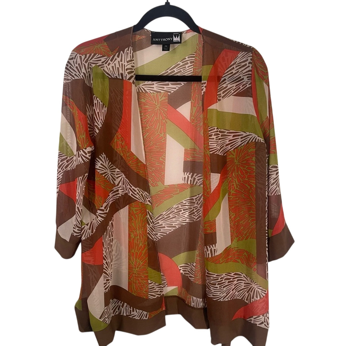 NWT Antthony Originals brown and Orange kimono top Sz PS