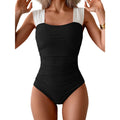 B2prity  One Piece Retro Square Neck Tummy Control Ruched Modest Full Coverage L
