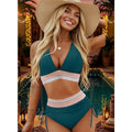Blooming Jelly Womens High Waisted Bikini Tummy Control Suit (L, Navy Blue)