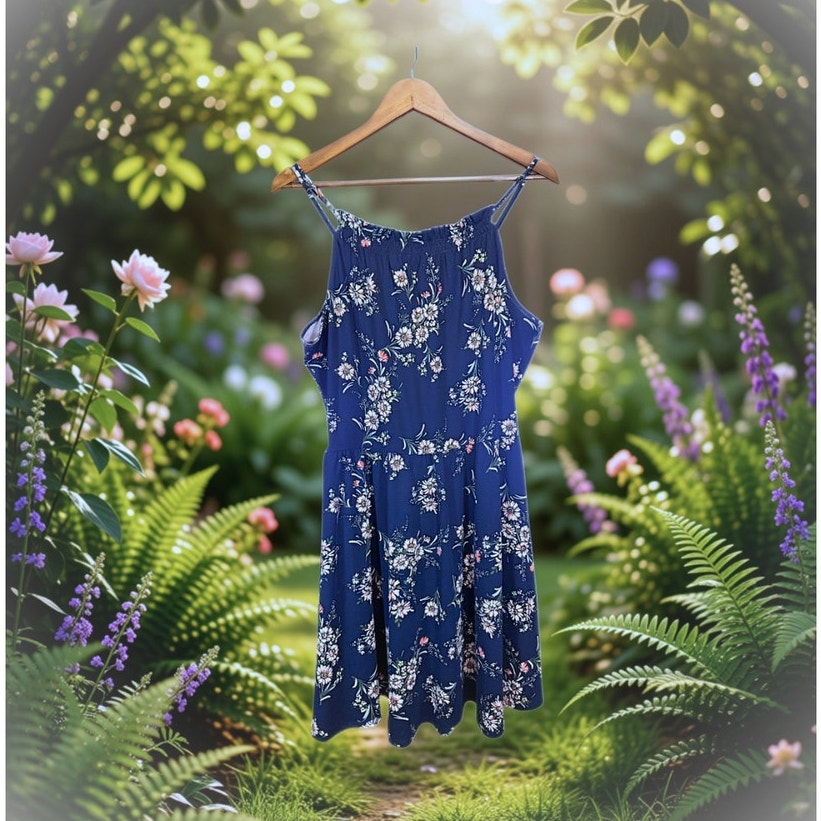 Nine Britton Navy Blue Floral Dress