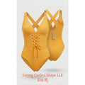 SHAPELLX Women Tummy Control Slimming One Piece W Built-in Bra V Neck Orange M