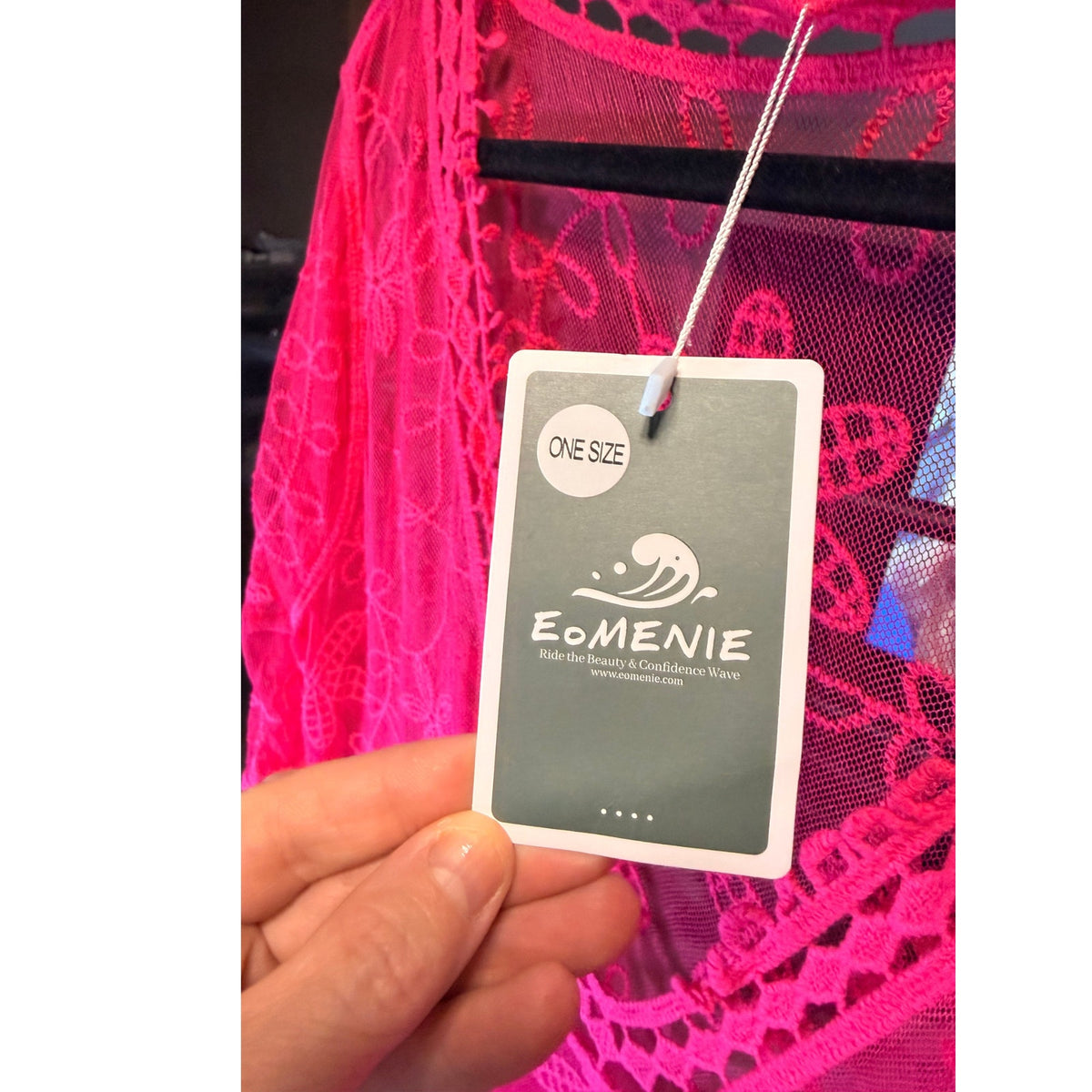 Eomenie Women's Lace Bathing Suit Cover Up V-Neck Beach Dress Beachwear Hot Pink