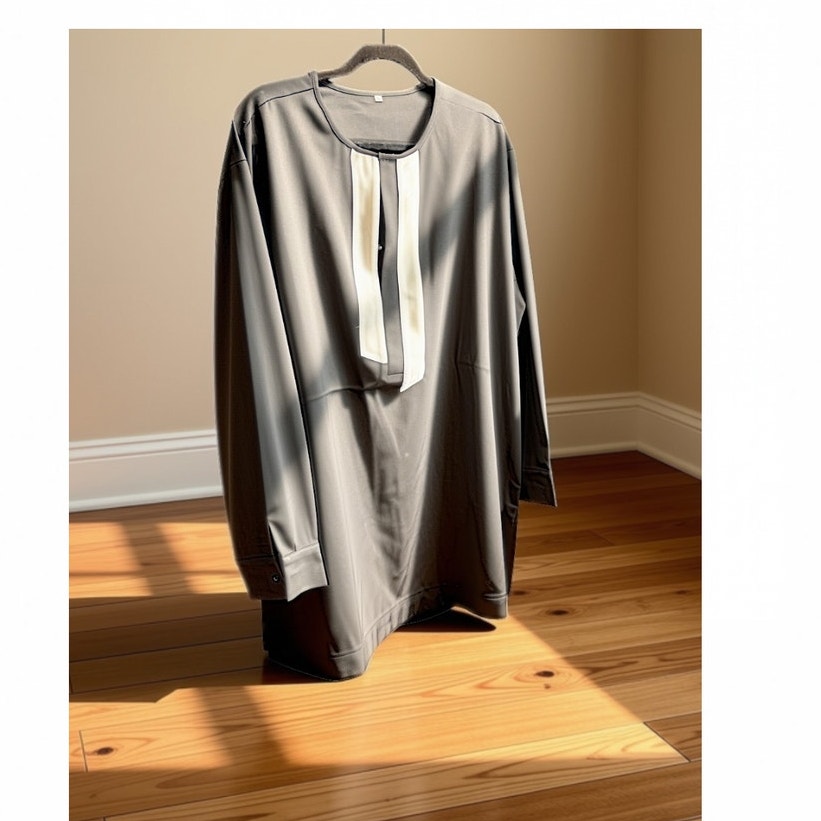 Plus Size White and Black Long Sleeve Men's Set