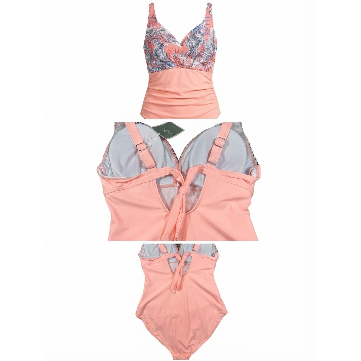Eomenie Women's One Piece Swimsuits Tummy Control Ruched Push Up Bathing Suit Tie Back Slimming Swimwear