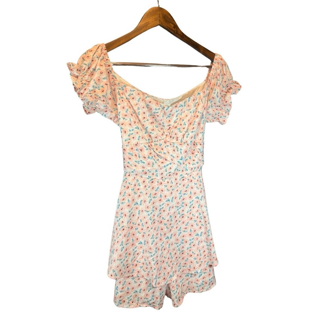 Fixmatti Womens Off The Shoulder Romper Shorts Chiffon Boho Floral