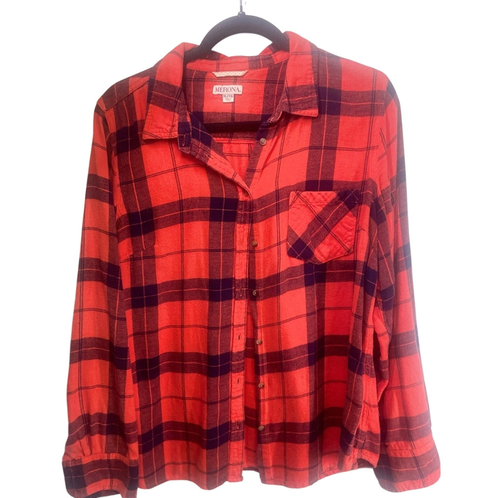 Ladies bright red flannel shirt